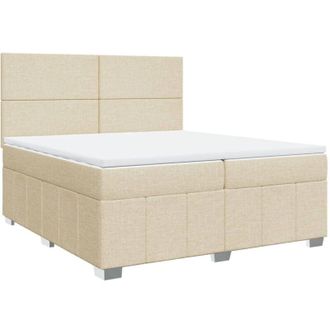 vidaXL Vidaxl - Cama Box Spring Con Colch&oacute;n Tela Color Crema 200x200 Cm