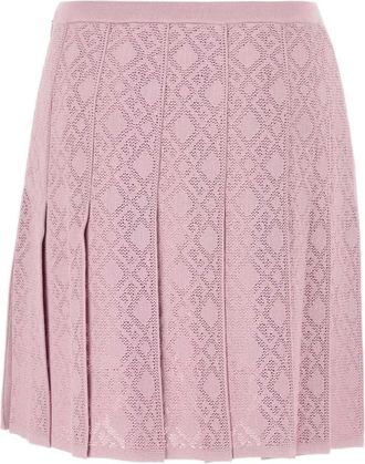 Givenchy Geplooide rok in monogram 72 jacquard - Dames - Korte rokken - Roze - M - Polyester - Rokken