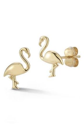 Ember Fine Jewelry 14K Gold Flamingo Stud Earrings at Nordstrom Rack