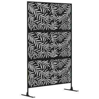 OEM Biombo Separador De Ambientes Con Dise&ntilde;o De Hoja De Sauce Biombo Para Exterior Jard&iacute;n Patio Terraza 122x45x198 Cm Negro
