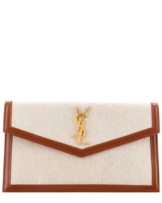 Saint Laurent Beige Canvas Uptown Pouch (Authentic Pre-Loved)
