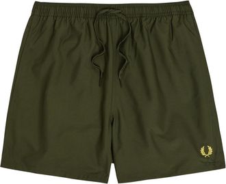 Fred Perry Logo-embroidered Shell Swim Shorts - Dark Green - Xxl