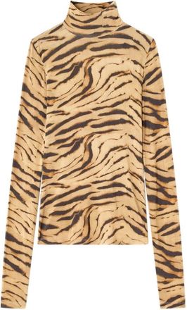 Ganni Tijgerprint Coltrui Sweater - Dames - Coltruien - Bruin - 2XS - Truien & Vesten