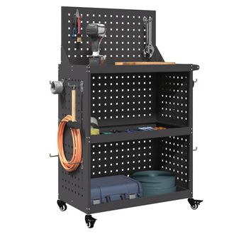 Berkfield Home Tool Trolley Black 65 x 35 x 111 cm Powder-coated steel