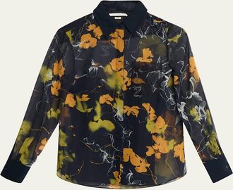 Jason Wu Shadow Floral Crepe De Chine Button-Down Shirt