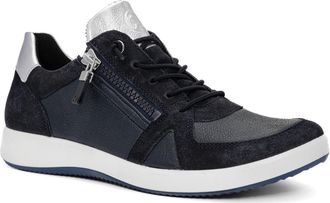 Ara Riviera Side Zip Sneaker in Navy/Silver at Nordstrom, Size 11.5