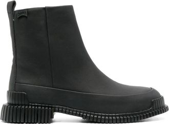 Camper Black Pix Minimalist Flat Rubber Sole Leather Ankle Boots