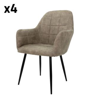 ECD Germany Lote de 4 sillas de comedor de terciopelo, oliva