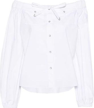 Dorothee Schumacher off-shoulder poplin shirt - women - Spandex/Elastane/Cotton - 2 - White