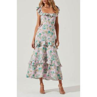 ASTR the Label Lysette Floral Midi Sundress in Orchd Grn at Nordstrom Rack, Size X-Small