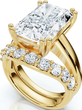 Pompeii3 Certified 8Ct Radiant Cut Diamond Engagement Ring Set 14k Gold Lab Grown