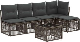 vidaXL Conjunto De Sof&aacute;s De Jard&iacute;n 6 Uds. Gris Rat&aacute;n Sint&eacute;tico Vidaxl