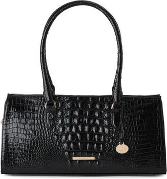 Brahmin Sophia Croc Embossed Leather Satchel in Black at Nordstrom