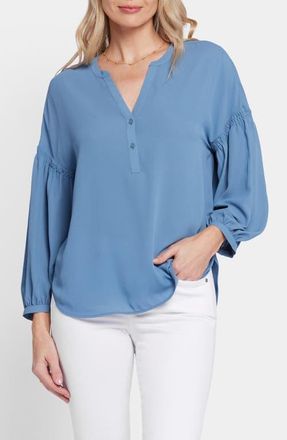 NYDJ Paulina Solid Peasant Top in Blue Stone at Nordstrom, Size Medium P
