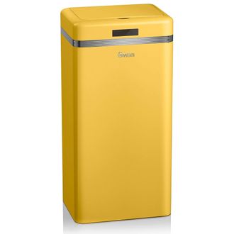 SWAN Swka4500yelneu Cubo Basura Cocina Sensor De Apertura Autom&aacute;tica, Met&aacute;lico, Capacidad 45 Litros, Dise&ntilde;o Vintage Amarillo