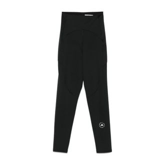 adidas by Stella McCartney Zwarte Stretchbroek met Logodetails - Dames - Trainingsleggings - Zwart - S - Fitness