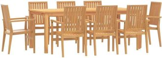 vidaXL 9 Piece Garden Dining Set Solid Wood Teak vidaXL