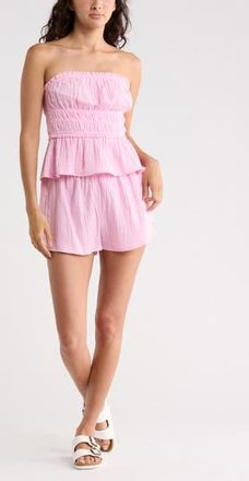 Abound Strapless Ruffle Gauze Top in Pink Sweet at Nordstrom Rack, Size X-Large