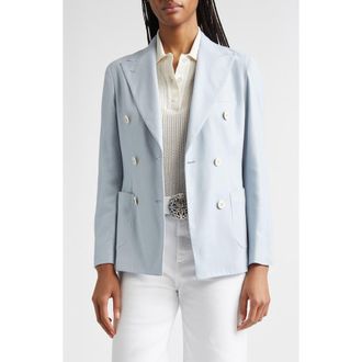 Eleventy Columbio Doubled Breasted Silk & Cashmere Jacket in 130 Sky Blue at Nordstrom, Size 00 Us