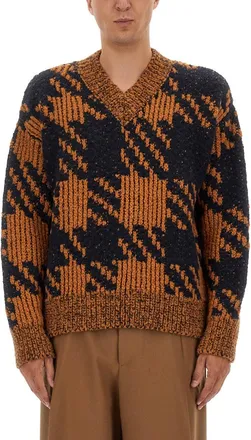 Dries Van Noten Oversized Check Knit Wool-Blend Sweater