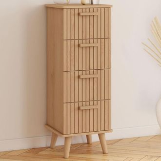 IDMarket Mueble Auxiliar Juliette De 4 Cajones, 30 Cm, Armario De Listones De Madera Color Roble