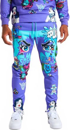 Sugarhill Boutique Mens Splash And Sugar Jogger In Purple