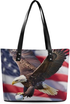Generic U.S Flag Eagle Golf Ball Tote Bags for Women Cute Shoulder Purses Handbags