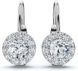 Pompeii3 1/2Ct Halo Diamond Hoops With Lever Backs in White or Yellow Gold