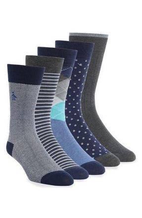 Original Penguin Wrigley Pack of 5 Assorted Crew Socks in Grey at Nordstrom Rack