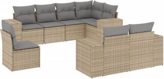vidaXL Vidaxl - Juego De Sof&aacute;s De Jard&iacute;n Con Cojines Beige 8 Pzas Rat&aacute;n Pe