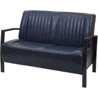 Hhg Divano due posti design industriale 472 acciaio verniciato ecopelle grigio
