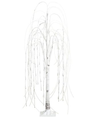 Nearly Natural 4Ft Pre-Lit Artificial White Weeping Willow Tree With 120 Warm White Led Lights