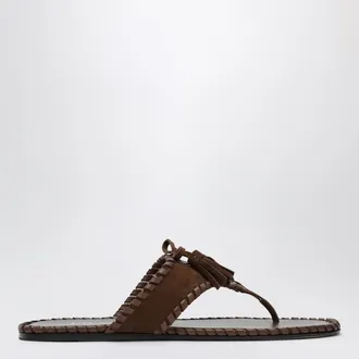 Prada Flip-flops in suede and nappa leather with tassels