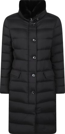 Moorer Vetiver-S3 Quilted Flap-Pocket High-Collar Down Coat