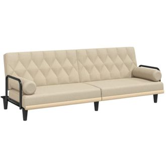 vidaXL Sof&aacute; Cama Con Reposabrazos Tela Color Crema Vidaxl