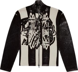 Diesel Bomber a righe con zip - Nero