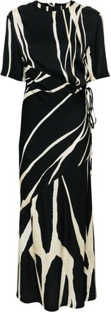 Nanushka striped crepe midi dress - women - Viscose - M - Black