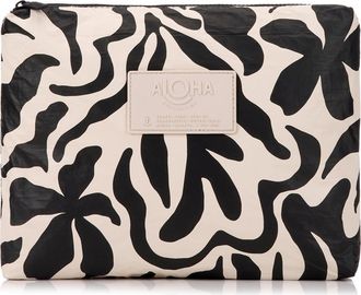 Aloha Collection Mid Float Water Resistant Zip Pouch in Black/Sandstone at Nordstrom