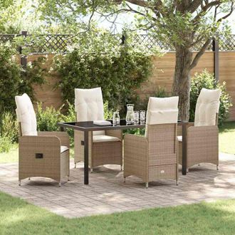 vidaXL Conjunto De Comedor De Jard&iacute;n Con Coj&iacute;n 5 Pcs Beige Polirat&aacute;n Vidaxl