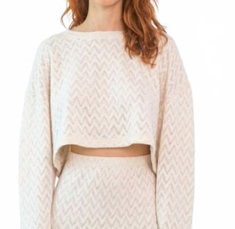 Cossac Crochet Crop Top In Beige