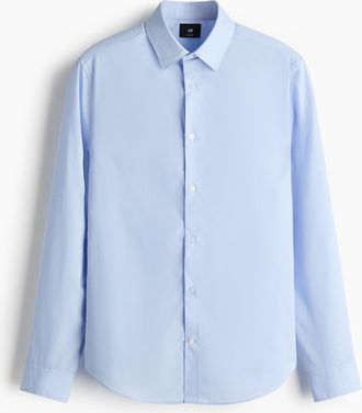 H&M Easy-Iron-Hemd in Slim Fit - Blue