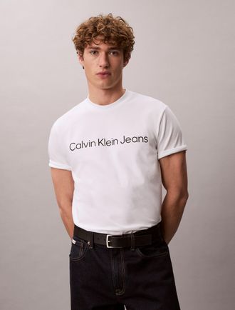 Calvin Klein Jeans T-Shirt CALVIN KLEIN JEANS, Herren, Gr. XXL (56), wei&szlig;, Jersey, Obermaterial: 95% Baumwolle, 5% Elasthan, unifarben, regular fit normal, Rundhals, abg