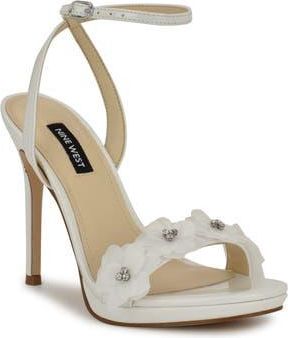 Nine West Lovely Ankle Strap Sandal in White at Nordstrom Rack, Size 9.5