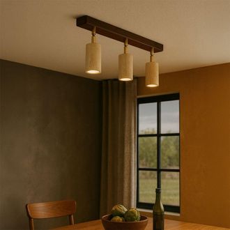 Concept Usine Luminaria de dise&ntilde;o con 3 focos ajustables en efecto travertino y made