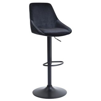 Vente-Unique Sgabello da bar Altezza regolabile in Velluto e Metallo Nero - MASURIE