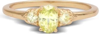 All the Luck in the World Ch&eacute;rie oval-stone ring - women - Zirconia/Gold Plated Brass - 8