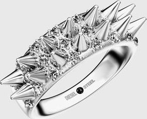 Diesel Stainless Steel Band Ring - Rings - Unisex - Silver