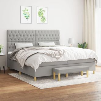 vidaXL Vidaxl - Cama Box Spring Con Colch&oacute;n Tela Gris Claro 200x200 Cm