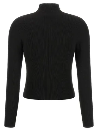 Alexander Wang Logo-Embroidered Ribbed Knit Sweater - Black