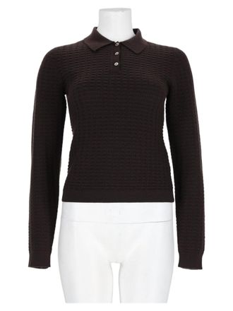 Guest In Residence Brown Textured Polo Collar Cashmere Sweater